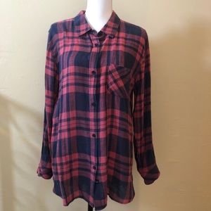 Rails pink and blue plaid cotton shirt